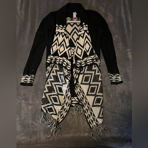 No Boundaries Black and White Diamond Pattern Cardigan